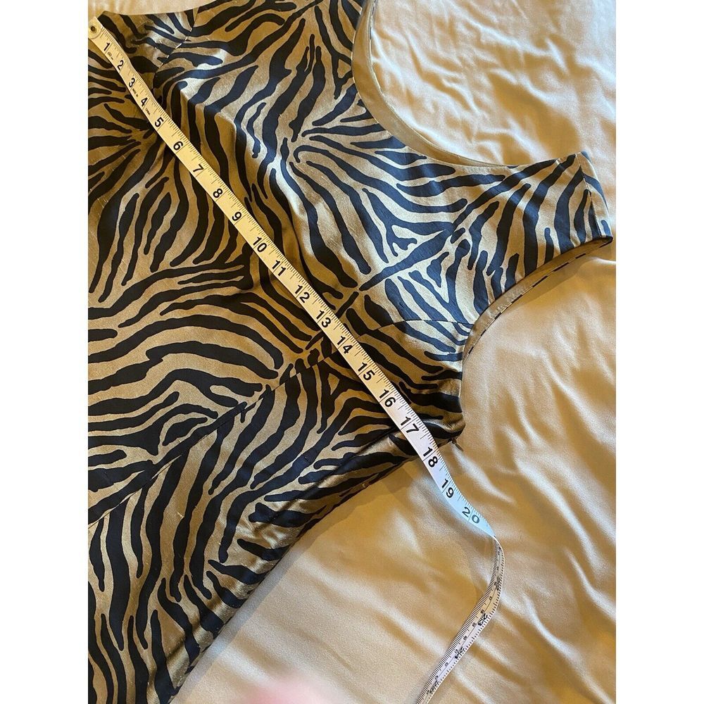 Ann May 100% Silk Zebra Stripe 2Pc Sleeveless Top & ButtonUp Shirt‎ Jacket Small - Picture 5 of 8